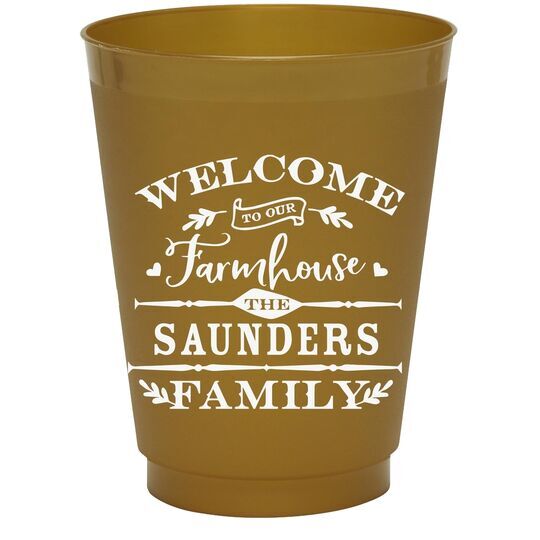 Welcome To Our Farmhouse Colored Shatterproof Cups